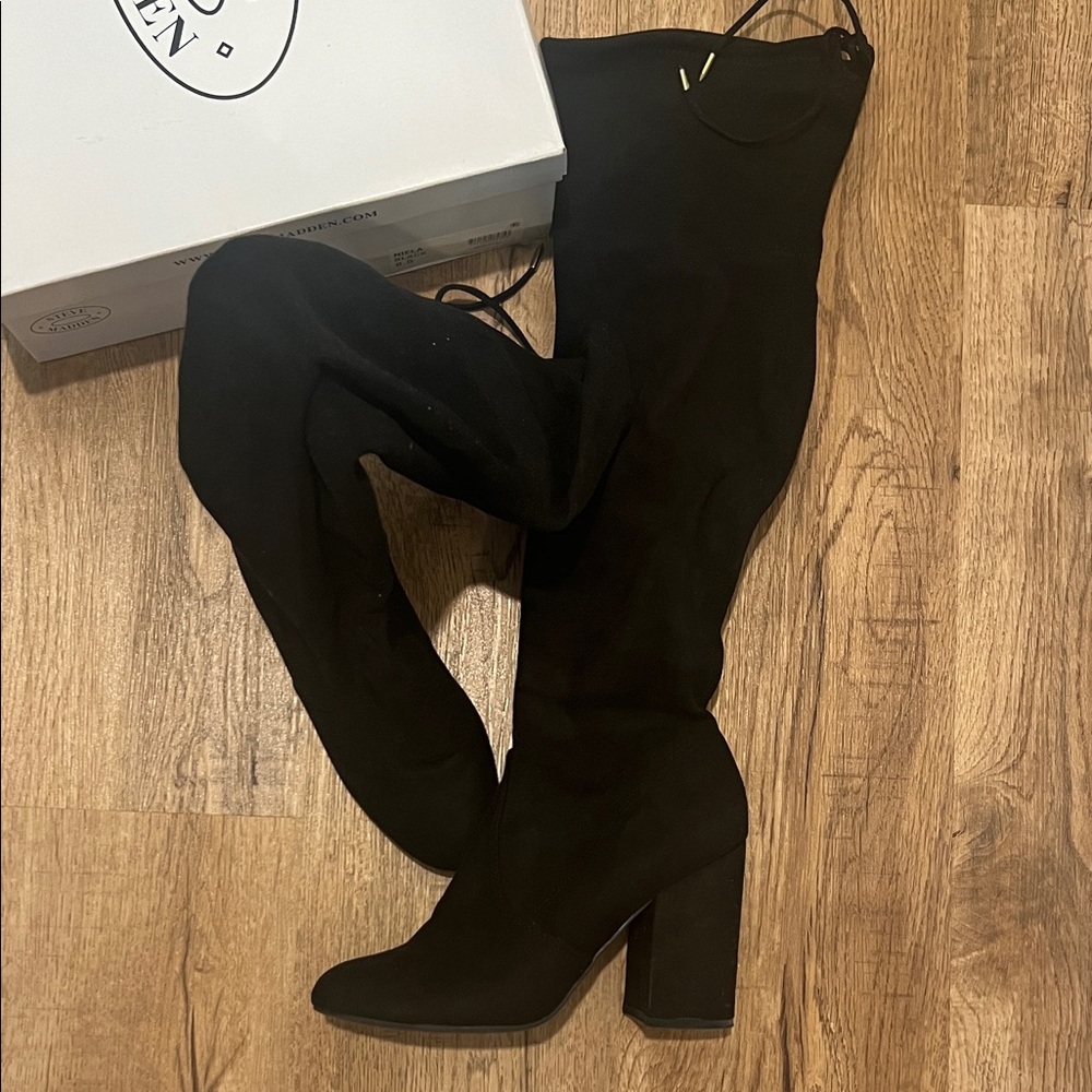 Steve Madden Elegant Black Over the Knee Boots